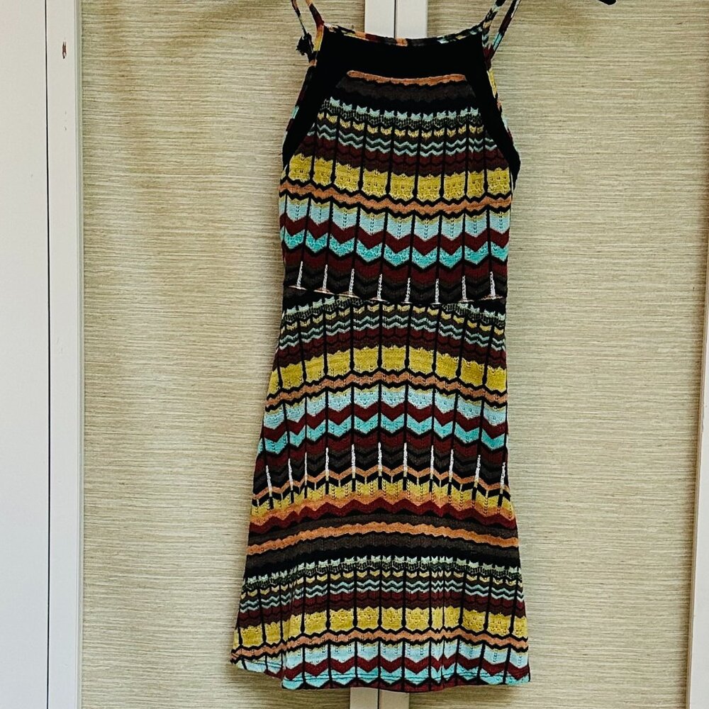 Xhilaration Knit Boho Mini Dress XS Chevron Adjustable Strap Festival Dress